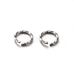 Tarnish Resistant 304 Stainless Steel Open Twisted Jump Rings, Round, Stainless Steel Color, 18 Gauge, 8x1mm, Inner Diameter: 6mm(X-STAS-E088-10)