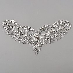 Shiny Wing Crystal Rhinestone Collar Trim, Flexible Sewing Crafts Bridal Costume Embellishment, Silver, 90x194x5mm(FIND-WH0111-531)