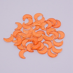 Transparent Glass Beads, with Glitter Powder, Top Drilled, Moon, Tomato, 16.5x11.5x3mm, Hole: 1.2mm(GLAA-WH0022-55G)