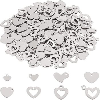 Unicraftale 304 Stainless Steel Charms, Heart, Stainless Steel Color, 240pcs/box