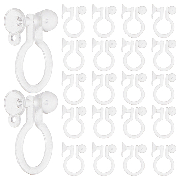 250Pcs Plastic Clip-on Earring Findings, Earring Settings, Clear, 11.5x9x1mm, Hole: 0.8mm