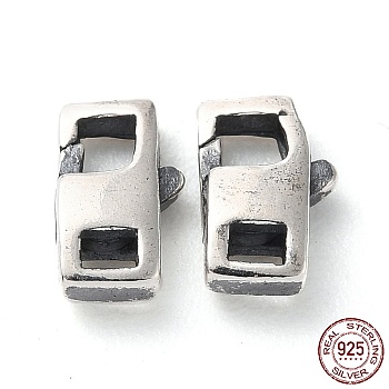 925 Thailand Sterling Silver Lobster Claw Clasps, with 925 Stamp, Rectangle, Antique Silver, 8.5x5x3mm, Hole: 2x1.5mm