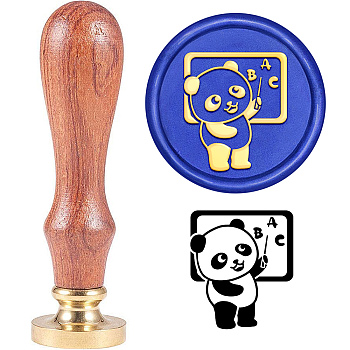 Brass Wax Seal Stamp with Handle, for DIY Scrapbooking, Panda Pattern, 3.5x1.18 inch(8.9x3cm)