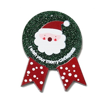 Christmas Themed Acrylic Pendants, Santa Claus, 47.5x37.5x2mm, Hole: 1.6mm