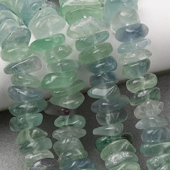 Natural Green Fluorite Beads Strands, Nuggets, Tumbled Stone, 9~13x9~14x4~5mm, Hole: 1mm, about 95~96pcs/strand, 15.35''(39cm)