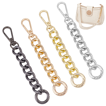 WADORN 4Pcs 4 Colors Alloy Curb Chain Purse Strap Extenders, with Swivel Clasp & Spring Gate Ring, Mixed Color, 12.5cm, 1pc/color