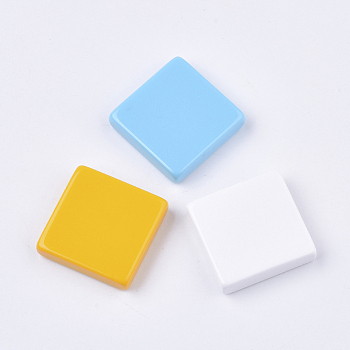 Resin Beads, Half Drilled, Square, Mixed Color, 27x27x7mm, Half Hole: 1mm