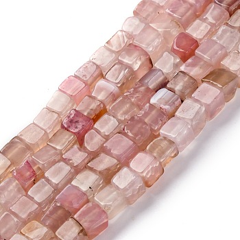 Natural Dragon Veins Agate(Dyed & Heated) Beads Strands, Cube, Pink, 6x6x6mm, Hole: 0.8mm, about 68pcs/strand, 15.35''(39cm)