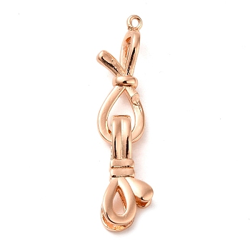 Rack Plating Brass Knot Fold Over Clasps, Lead Free & Cadmium Free, Long-Lasting Plated, Rose Gold, Knot: 21.5x10.5x5.5mm, Hole: 1.2mm, Clasps: 18x8x5.5mm, Hole: 5.5x3mm