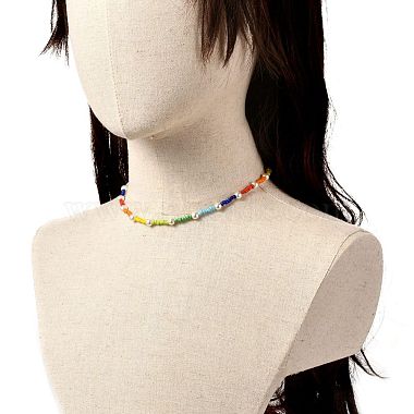 Collier de perles de verre et de perles de verre pour fille femme(X1-NJEW-TA00007)-3