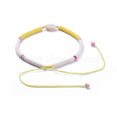 Handmade Polymer Clay Heishi Beads Braided Beaded Necklaces(NJEW-JN02724)-3