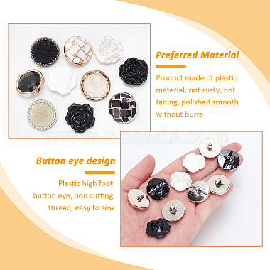 Elite 40Pcs 10 Style Plastic Shank Buttons(BUTT-PH0001-24)-4