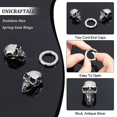 unicraftale 2 наборы в тибетском стиле 304 пружинные кольца из нержавеющей стали(STAS-UN0040-63)-5