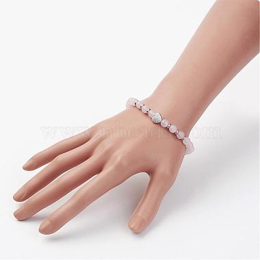 Bracelets extensibles en quartz rose naturel(BJEW-JB02818)-3