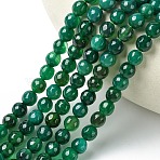 Natural Green Onyx Agate Beads Strands, Green Onyx, Faceted, Dyed & Heated, Round, Sea Green, 8mm, Hole: 1mm, about 48pcs/strand, 15 inch(G-G580-8mm-23)