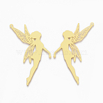 Brass Big Pendants, Fairy, Golden, 58x30x0.3mm, Hole: 1.4mm(X-KK-S353-021)