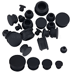 24Pcs 4 Style Silicone Bottle Seal Plug, Reusable Replacement Bottle Stopper, Black, 9~19x8~11mm, pin: 5~15mm, 6pcs/style(AJEW-GF0008-10B-01)