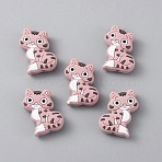 Cat Silicone Beads, Rosy Brown, 29x21x9.5mm, Hole: 2mm(SIL-WH0002-86F)