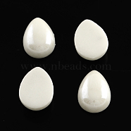 Pearlized Plated Opaque Glass Cabochons, teardrop, White, 7x4x3mm(PORC-S778-4x7-23)