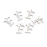304 Stainless Steel Pendant Rhinestone Settings, Letter, Stainless Steel Color, Letter.F, F: 15x11.5x1.5mm, Hole: 1.2mm, Fit for 1.6mm Rhinestone(STAS-F267-09F-P)