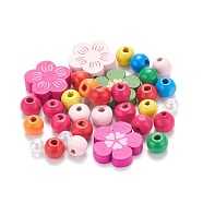 160Pcs Round & Flower Wood/Plastic Beads, 1m Nylon Cord, for DIY Jewelry Making Kits, Mixed Color, Beads: 160pcs/box(DIY-FS0001-51)