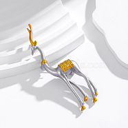 Elk Alloy Brooch, Animal Deer Alloy Badge for Backpack Clothes, Platinum & Golden, 80x21.5mm(JEWB-Z031-04P)