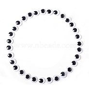 Black & White Plastic Wiggle Googly Eyes Cabochons, DIY Scrapbooking Crafts Toy Accessories with Label Paster on Back, Black, 8mm, 100pcs/bag(DOLL-PW0001-077B)