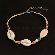 Bohemian Style Random Mixed Color Seed Bead & Cowrie Shell Anklet for Women(AT7998)