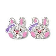 Resin Decoden Cabochons, with Paillette/Glitter Sequins, Rabbit, 22.5x22.5x2mm(RESI-C045-08J)
