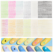 24 Sheets 12 Colors Letter Style Plastic Nail Art Stickers, Self-adhesive, For Nail Tips Decorations, Mixed Color, 9.15x7.2x0.04cm, 2 sheets/color(MRMJ-OC0003-21)