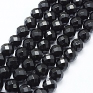 Natural Black Onyx Beads Strands, Dyed, Round, Faceted, 12mm, Hole: 1mm, about 33pcs/strand, 15.35 inch(39cm)(G-E469-07-12mm)