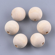 Natural Wooden Beads, Undyed, Round, Antique White, 26mm, Hole: 5.5mm(WOOD-S055-03)