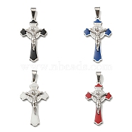 Easter Theme 304 Stainless Steel Enamel Pendants, Crucifix Cross, Stainless Steel Color, 45x25.5x4.5mm, Hole: 4x7.5mm(STAS-A053-18P)