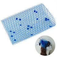 Polyester Birdcage Bridal Veil Netting with Chenille Dot, Mesh Tulle Fabric for DIY Veils Blushers Fascinators, Blue, 9-5/8~9-7/8 inch(245~250mm)(AJEW-WH0471-103A-03)