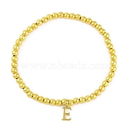 Brass Pendants Bracelets, Real 18K Gold Plated, Letter E, 0.16 inch(0.4cm), Inner Diameter: 2.17 inch(5.5cm), pendant: 10~10.5x2.5~8mm(BJEW-B105-01G-E)