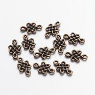 Tibetan Style Chinese Knot Alloy Links connectors, Cadmium Free & Nickel Free & Lead Free, Antique Bronze, 7x11.5x2mm, Hole: 1mm, about 4166pcs/1000g(TIBE-Q035-077AB-NR)