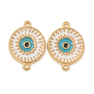 Alloy Enamel Links Connector Charms, Golden, Deep Sky Blue, Flat Round, 22x16x1.5mm, Hole: 1.4mm(ENAM-S003-01C)