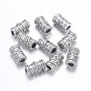 Tibetan Style Alloy Beads, Grooved Beads, Lead Free & Nickel Free & Cadmium Free, Column, Antique Silver, about 5.5mm in diameter, 9mm long, hole: 3mm(X-LF0420Y-NF)