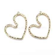 Hammered Side Alloy Jewelry Pendants, Heart, Light Gold, 49.5x40.5x1.5mm, Hole: 1.2mm(PALLOY-Z001-07LG)