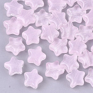 Transparent Spray Painted Glass Beads, Star, Imitation Jelly, Pink, 8x8x4mm, Hole: 0.8~1mm(X-GLAA-N035-01-A02)