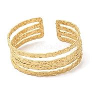Ion Plating(IP) 304 Stainless Steel Multi Line Cuff Bangles for Women, Real 18K Gold Plated, Inner Diameter: 2 inch(5.15cm)(BJEW-L682-004G)