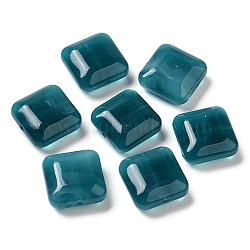 Transparent Acrylic Beads, Square, Teal, 15.5x15.5x7.5mm, Hole: 1.6mm(X-OACR-A021-20C)