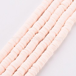 Handmade Polymer Clay Bead Strands, Heishi Beads, Disc/Flat Round, PeachPuff, 6x0.5~1mm, Hole: 2mm, about 320~447pcs/strand, 15.74 inch~16.92 inch(CLAY-T002-6mm-41)