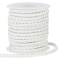 10M Round Imitation Leather Braided Cords, White, 5.5mm, about 10.94 Yards(10m)/Roll(LC-WH0008-03B)