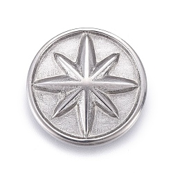 304 Stainless Steel Cabochons, Fit Floating Locket Charms, Flat Round with Eight Pointed Star, Stainless Steel Color, 12x2mm(STAS-P245-10P-02)
