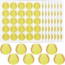 PVC Plastic Waterproof Stickers, Dot Round Self-adhesive Decals, for Helmet, Laptop, Cup, Suitcase Decor, Baseball Pattern, 195x195mm, 25pcs/sheet(DIY-WH0386-18H)