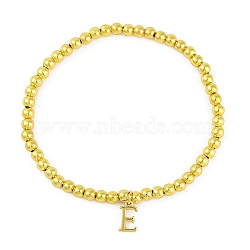 Brass Pendants Bracelets, Real 18K Gold Plated, Letter E, 0.16 inch(0.4cm), Inner Diameter: 2.17 inch(5.5cm), pendant: 10~10.5x2.5~8mm(BJEW-B105-01G-E)