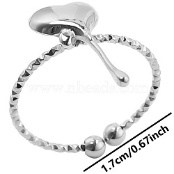 Non-Tarnish Minimalist Melting Heart 304 Stainless Steel Cuff Rings, Open Rings(ID5296-1)