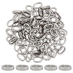 100Pcs Oval 201 Stainless Steel Slide Charms, Stainless Steel Color, 10x6x2.5mm, Hole: 4x7mm(STAS-UN0043-60)