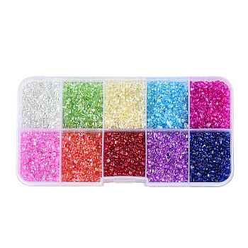 10 Grid Transparent Acrylic Bubble Beads, DIY 3D Nail Art Decoration Mini Beads, No Hole, Nuggets, Mixed Color, 2~4.5x1.5~3.5x1~3mm
